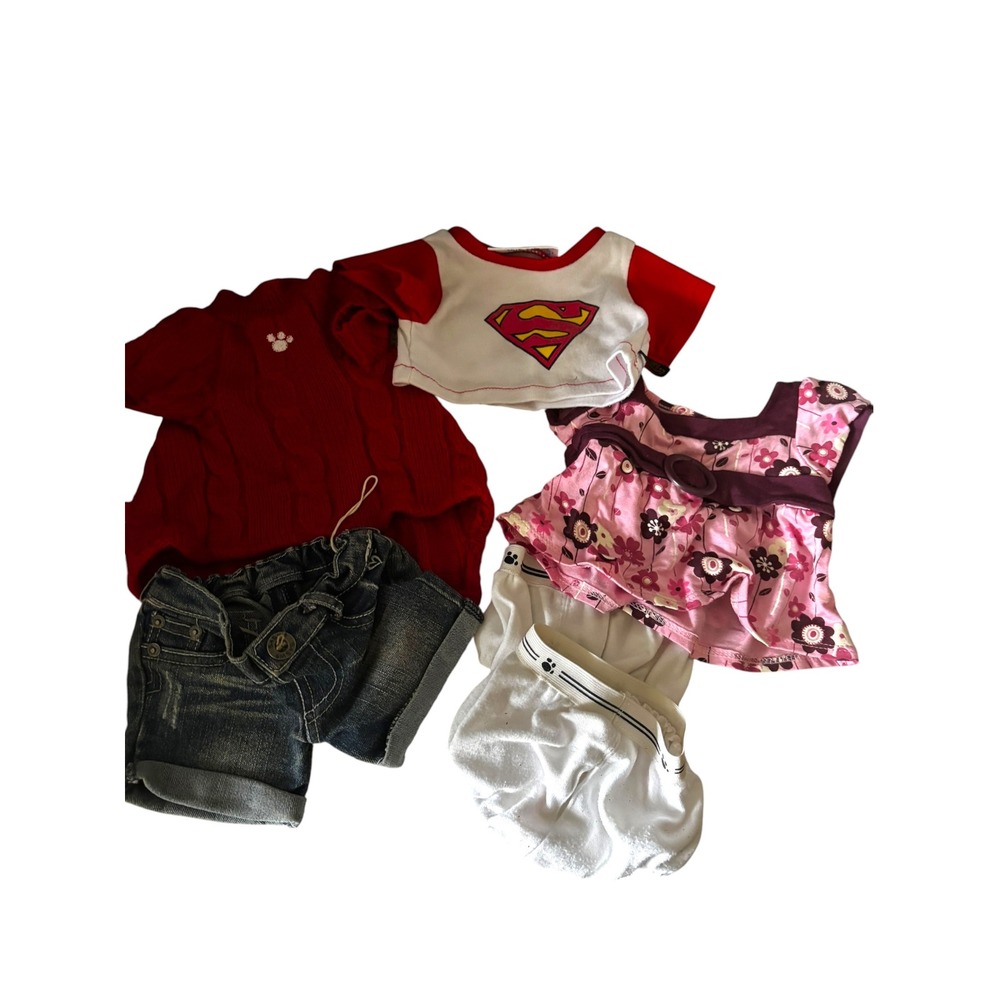 Build A Bear Workshop Clothing Lot Superman Shirt Denim Shorts Sweater Underwear